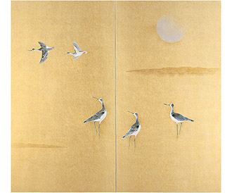 上村淳之「四季花鳥図」(秋）左隻平成10(1998)年