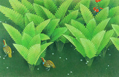 上村松篁「草原八月」 昭和31(1956)年