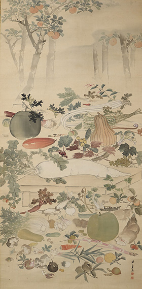 野菜涅槃図 岸連山筆 日本・江戸後期 個人蔵