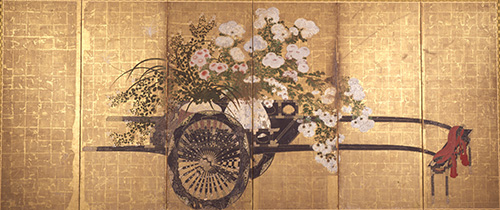 花車図屏風（左隻）　江戸時代前期　真正極楽寺（真如堂）蔵